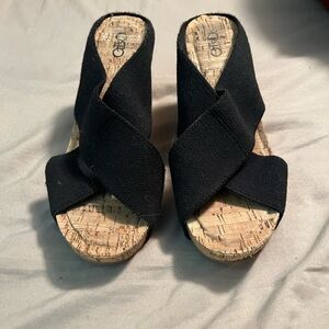 Black Wedge Sandals